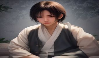 编辑人员在台灯下翻阅资料，桌面上放着关于白歆惠作品的打印稿与便签，氛围安静专注